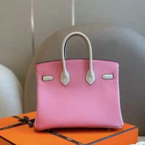 Hermes Birkin Mix Pink PHW Togo Replica Bags Size 25cm (2)