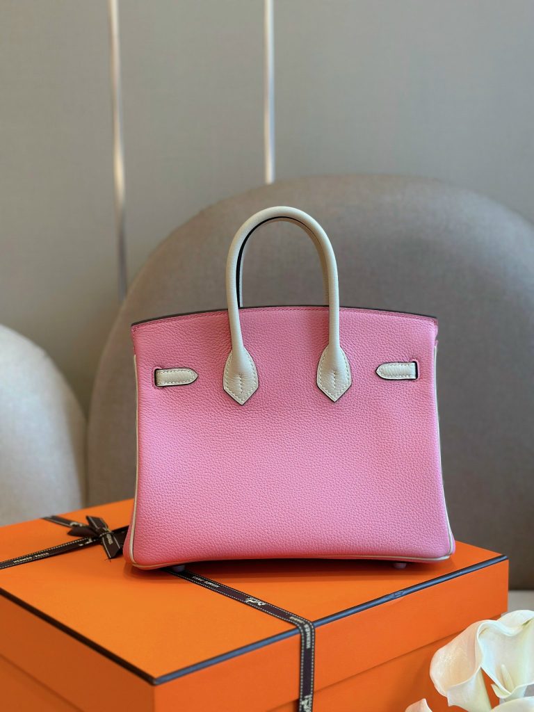 Hermes Birkin Mix Pink PHW Togo Replica Bags Size 25cm (2)