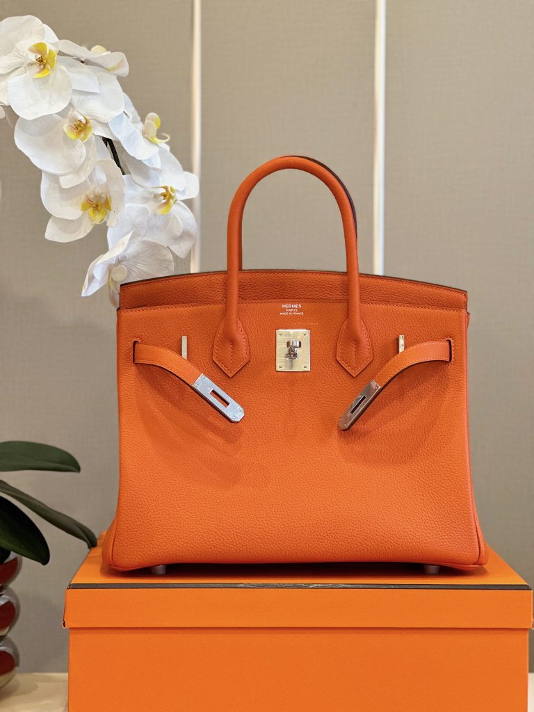 Hermes Birkin PHW Togo Replica Bags Orange Size 30cm (2)