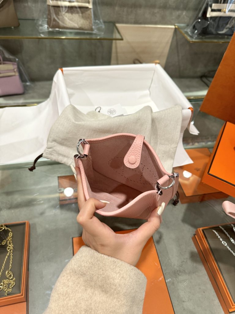 Hermes Evelyne Mini Replica Bags Pink 17cm (2)