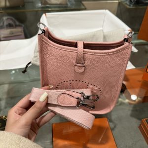 Hermes Evelyne Mini Replica Bags Pink 17cm (2)