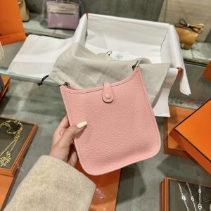 Hermes Evelyne Mini Replica Bags Pink 17cm (2)
