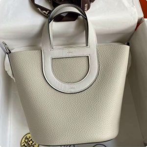 Hermes In The Loop Togo White Replica Bags 18x19,5x12cm (2)