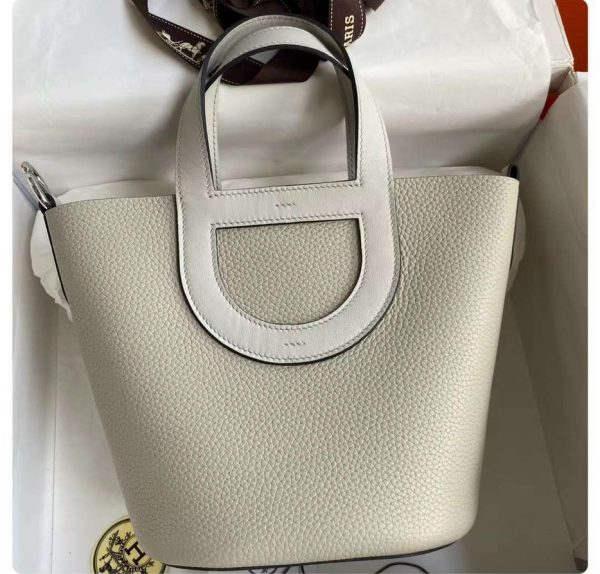 Hermes In The Loop Togo White Replica Bags 18x19,5x12cm (2)