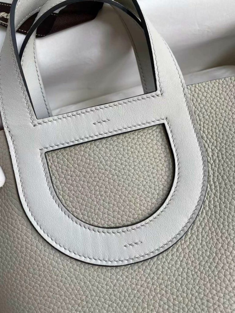 Hermes In The Loop Togo White Replica Bags 18x19,5x12cm (2)