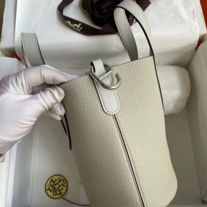 Hermes In The Loop Togo White Replica Bags 18x19,5x12cm (2)