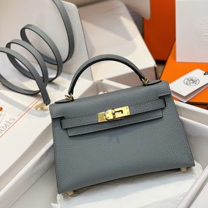 Hermes Kelly Mini K20 Epsom Gray Replica Bags Size 20cm (2)