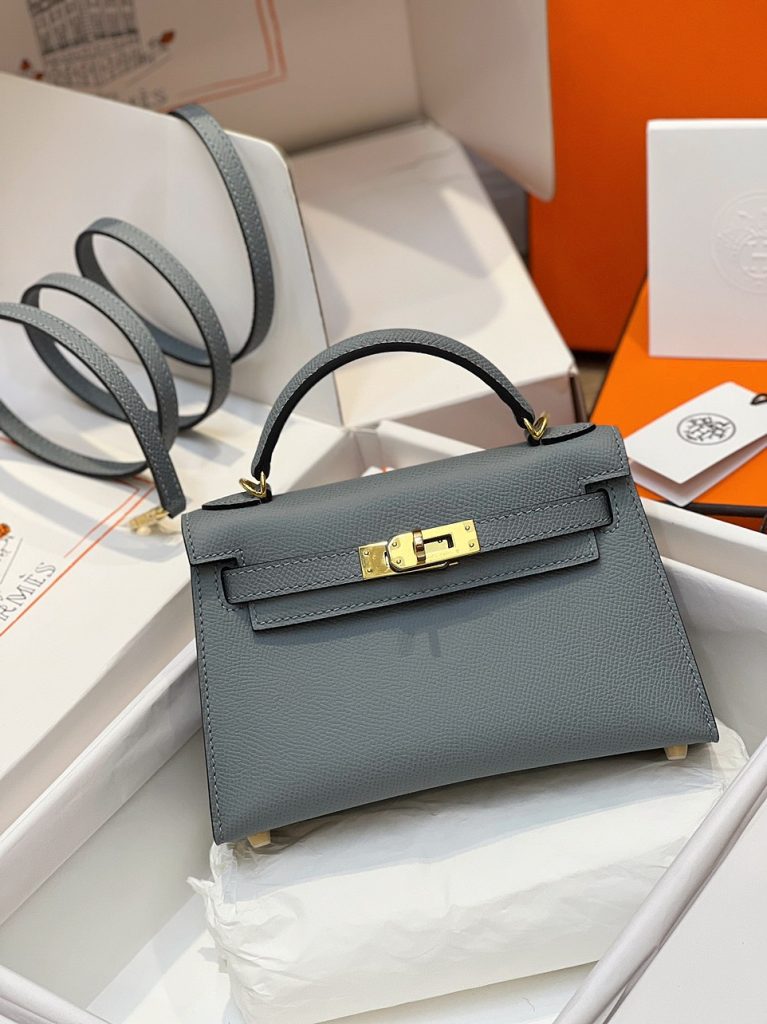 Hermes Kelly Mini K20 Epsom Gray Replica Bags Size 20cm (2)