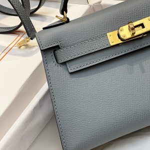 Hermes Kelly Mini K20 Epsom Gray Replica Bags Size 20cm (2)