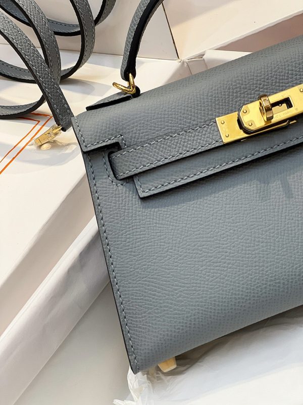 Hermes Kelly Mini K20 Epsom Gray Replica Bags Size 20cm (2)