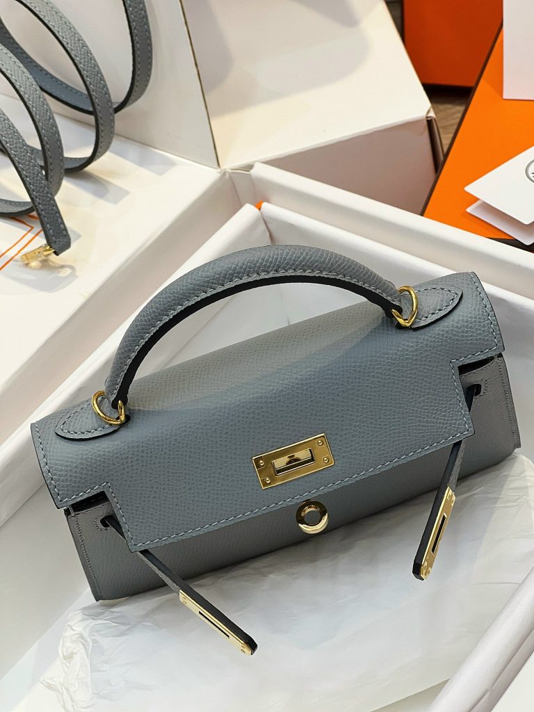 Hermes Kelly Mini K20 Epsom Gray Replica Bags Size 20cm (2)