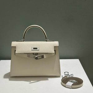 Hermes Kelly Myann Cowhide White Replica Bags Size 19cm (2)