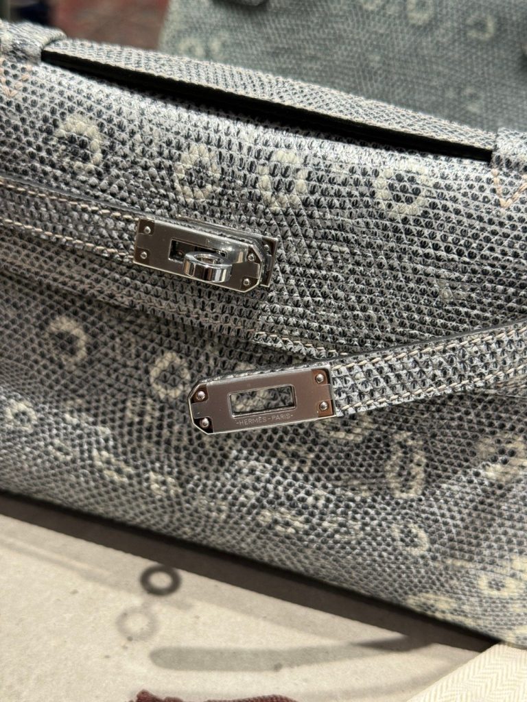 Hermes Kelly Pochette Lizard Silver Buckle Handbags Size 22x7x3cm (2)