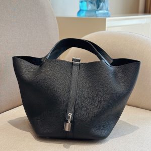 Hermes Picotin Togo Black Replica Bags 22cm (2)