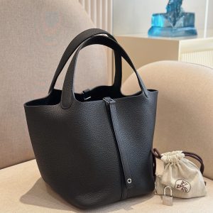 Hermes Picotin Togo Black Replica Bags 22cm (2)