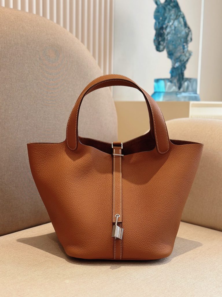 Hermes Picotin Togo Leather Replica Bags Brown 22cm (2)