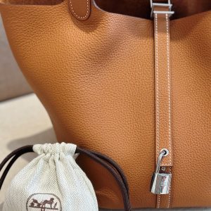 Hermes Picotin Togo Leather Replica Bags Brown 22cm (2)