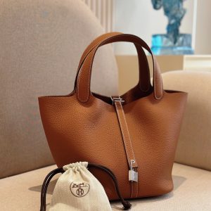 Hermes Picotin Togo Leather Replica Bags Brown 22cm (2)