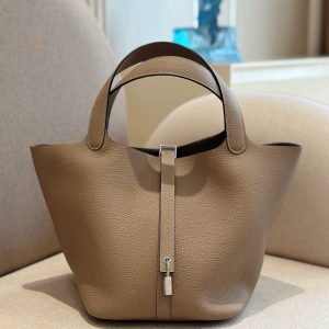 Hermes Picotin Togo Super Fake Bags Gray 22cm (2)