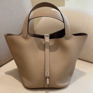 Hermes Picotin Togo Super Fake Bags Gray 22cm (2)