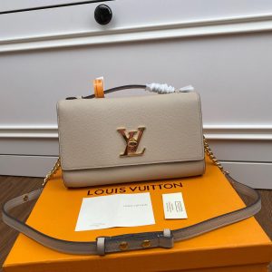 Louis Vuitton LockMe Short Beige Replica Bags Gold Buckle Size 24cm (2)