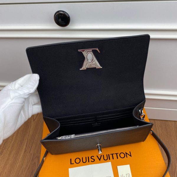 Louis Vuitton LockMe Short Black Replica Bags Silver Buckle Size 24cm (2)