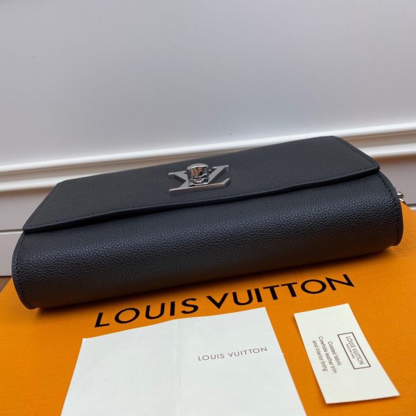 Louis Vuitton LockMe Short Black Replica Bags Silver Buckle Size 24cm (2)