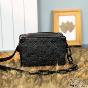 Louis Vuitton Mini Soft Trunk Replica Bags Black Embossed Pattern Size 18x12x8cm (2)