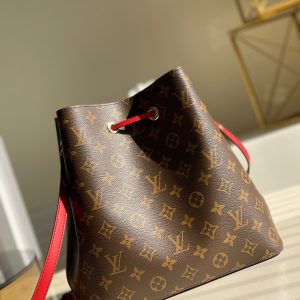 Louis Vuitton NeoNoe MM Bucket Handbags Monogram Red 26x22x27cm (2)