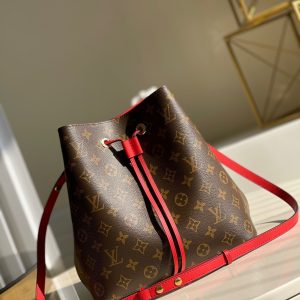 Louis Vuitton NeoNoe MM Bucket Handbags Monogram Red 26x22x27cm (2)