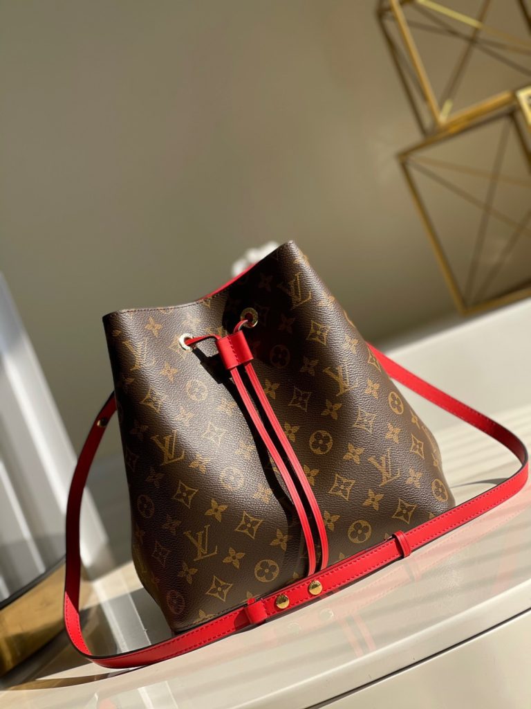 Louis Vuitton NeoNoe MM Bucket Handbags Monogram Red 26x22x27cm (2)