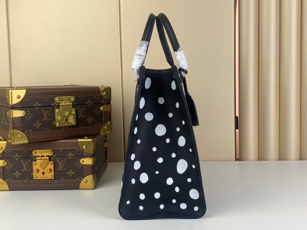 Louis Vuitton On The Go Polka Dot Motifs Black Replica Handbags 35x27x14cm (2)