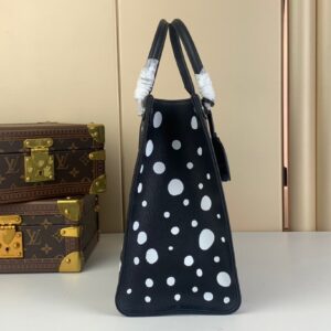 Louis Vuitton On The Go Polka Dot Motifs Black Replica Handbags 35x27x14cm (2)