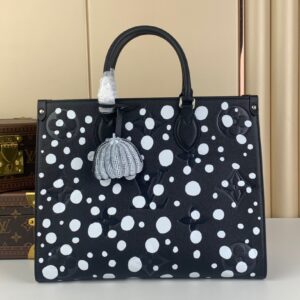 Louis Vuitton On The Go Polka Dot Motifs Black Replica Handbags 35x27x14cm (2)