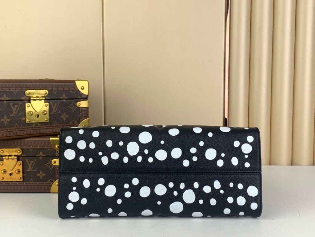 Louis Vuitton On The Go Polka Dot Motifs Black Replica Handbags 35x27x14cm (2)