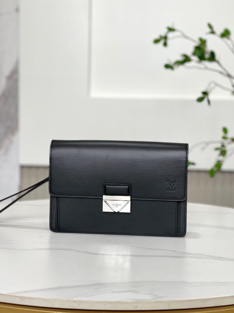 Louis Vuitton Thames Clutch Epi Leather Black Replica Bags Size 25cm (2)