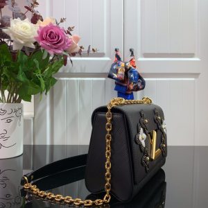 Louis Vuitton Twist Limited Edition Flower Embellished Epi Leather MM Black Replica Bags 24cm (2)