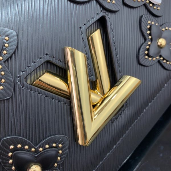 Louis Vuitton Twist Limited Edition Flower Embellished Epi Leather MM Black Replica Bags 24cm (2)