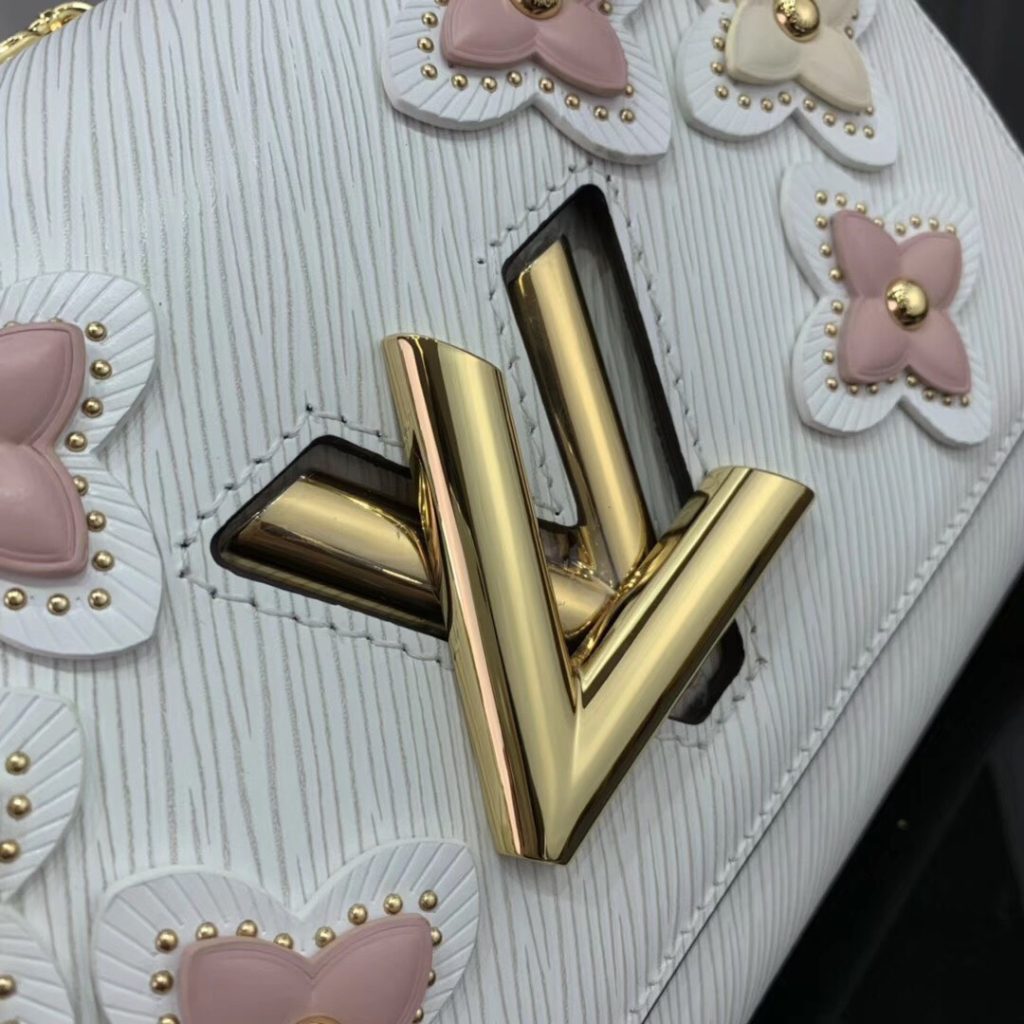 Louis Vuitton Twist Limited Edition Flower Embellished Epi Leather MM White Replica Bags 24cm (2)