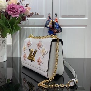 Louis Vuitton Twist Limited Edition Flower Embellished Epi Leather MM White Replica Bags 24cm (2)