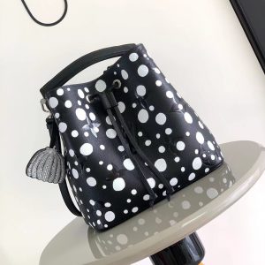 Louis Vuitton x Yayoi Kusama NeoNoe MM Shoulder Replica Bags Black Size 26x26x17 (2)