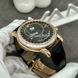 Patek Philippe 6104R Natural Diamond Baguette Solid Gold Watch 44mm (5)