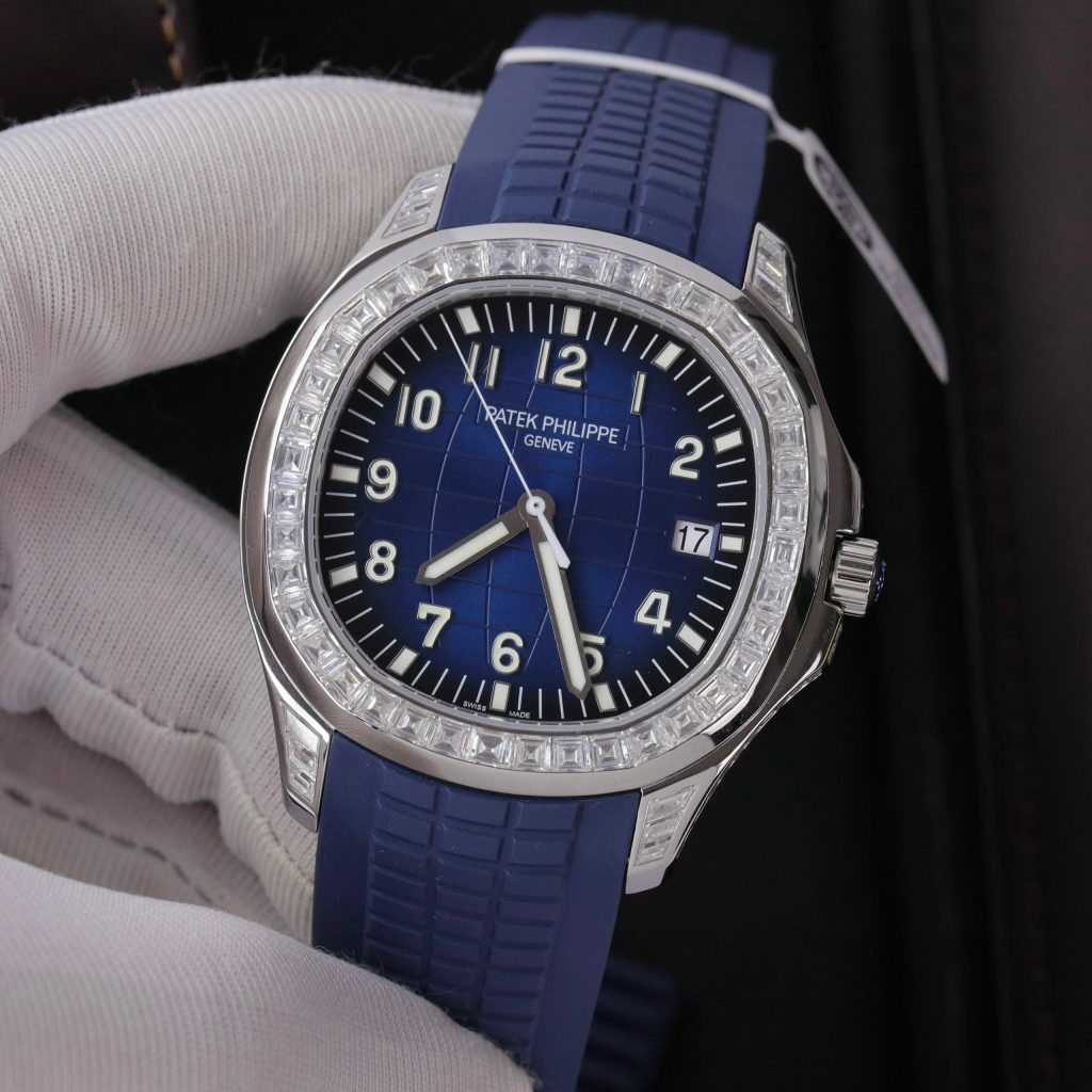 Patek Philippe Aquanaut 5168G Customs Moissanite Baguette Diamonds 42mm (1)