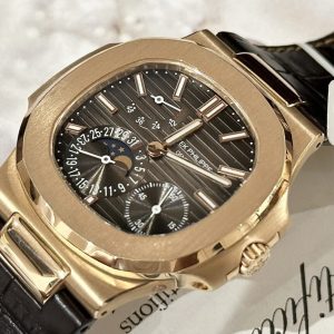 Patek Philippe Nautilus 57121R-001 18K Solid Gold Watch Leather Strap