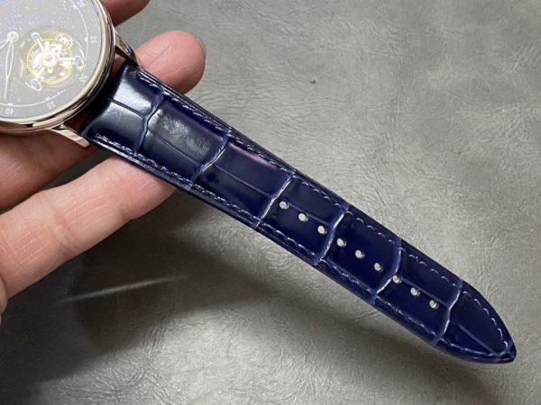 Patek Philippe Tourbillon Replica Watch Blue Dial Leather Strap 44mm