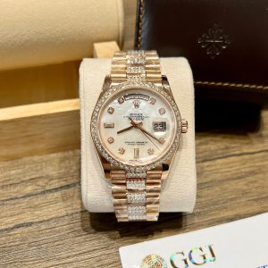 Rolex Day-Date 128345RBR Gold Wrapped Custom Moissanite Diamonds MOP 36mm (3)