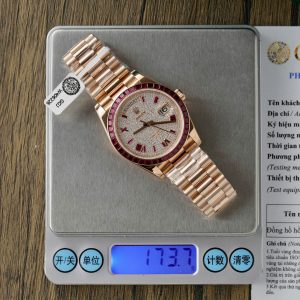 Rolex Day-Date Gold Wrapped Red Ruby and Moissanite Diamonds GM Factory (1)