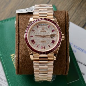 Rolex Day-Date Gold Wrapped Red Ruby and Moissanite Diamonds GM Factory (6)