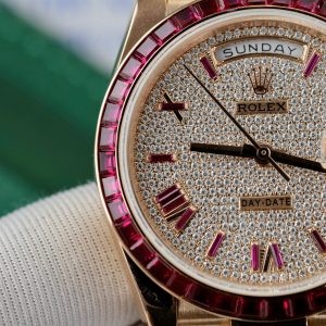 Rolex Day-Date Gold Wrapped Red Ruby and Moissanite Diamonds GM Factory (6)