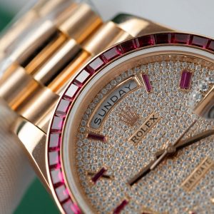 Rolex Day-Date Gold Wrapped Red Ruby and Moissanite Diamonds GM Factory (6)